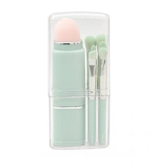 Veeki 8-in-one makeup brush set, retractable loose powder puff sponge egg, eye brush transparent box packaging (light green)