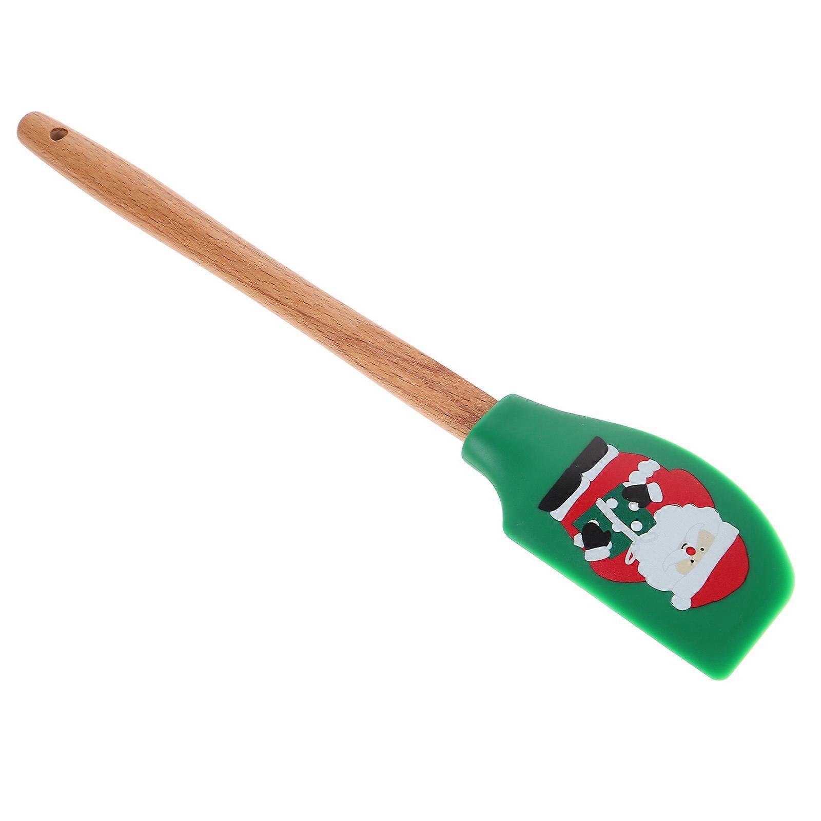 Christmas Themed 3Pcs Silicone Spatula With Wooden Handle For Holiday Baking Ideal For Frosting Application Non-Stick Surface