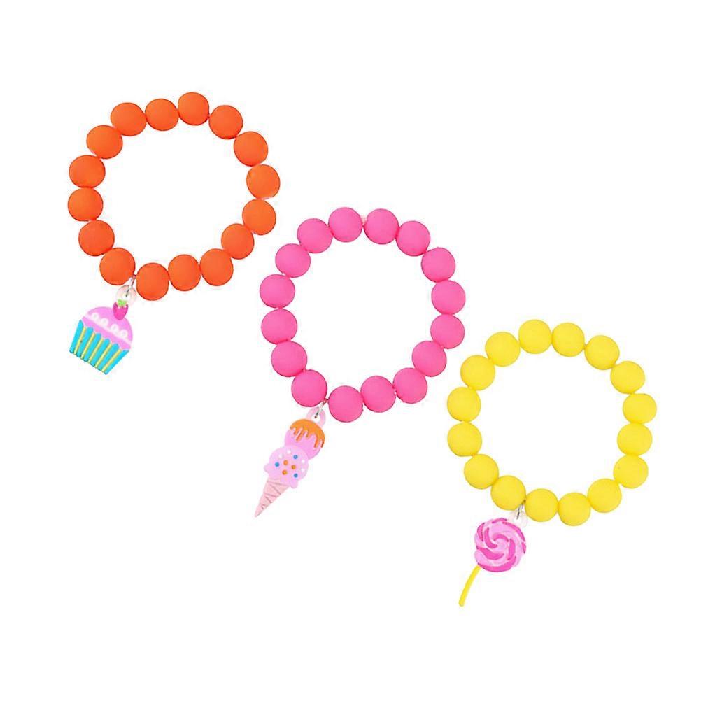 Beads Bracelet for Kids Featuring 12Pcs Lollipop and Ice Cream Pendants