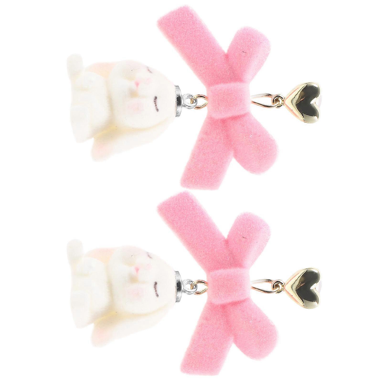 Rabbit Earrings Easter Flocking Acrylic Earrings for Party 3Pairs