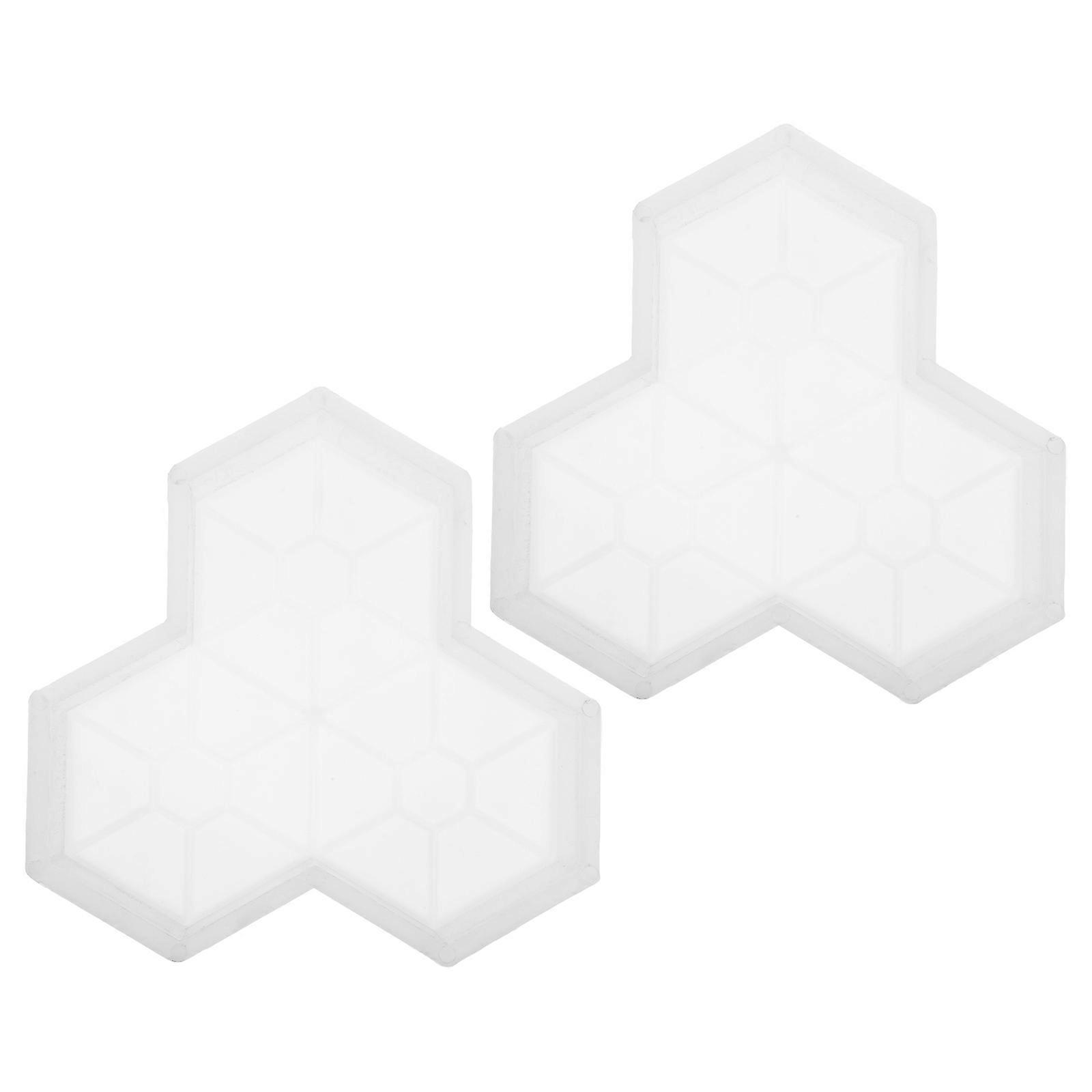 Pavement Design Mold 2Pcs For Making Beautiful Concrete Stepping Stones In Patios With Durable White Polypropylene Material