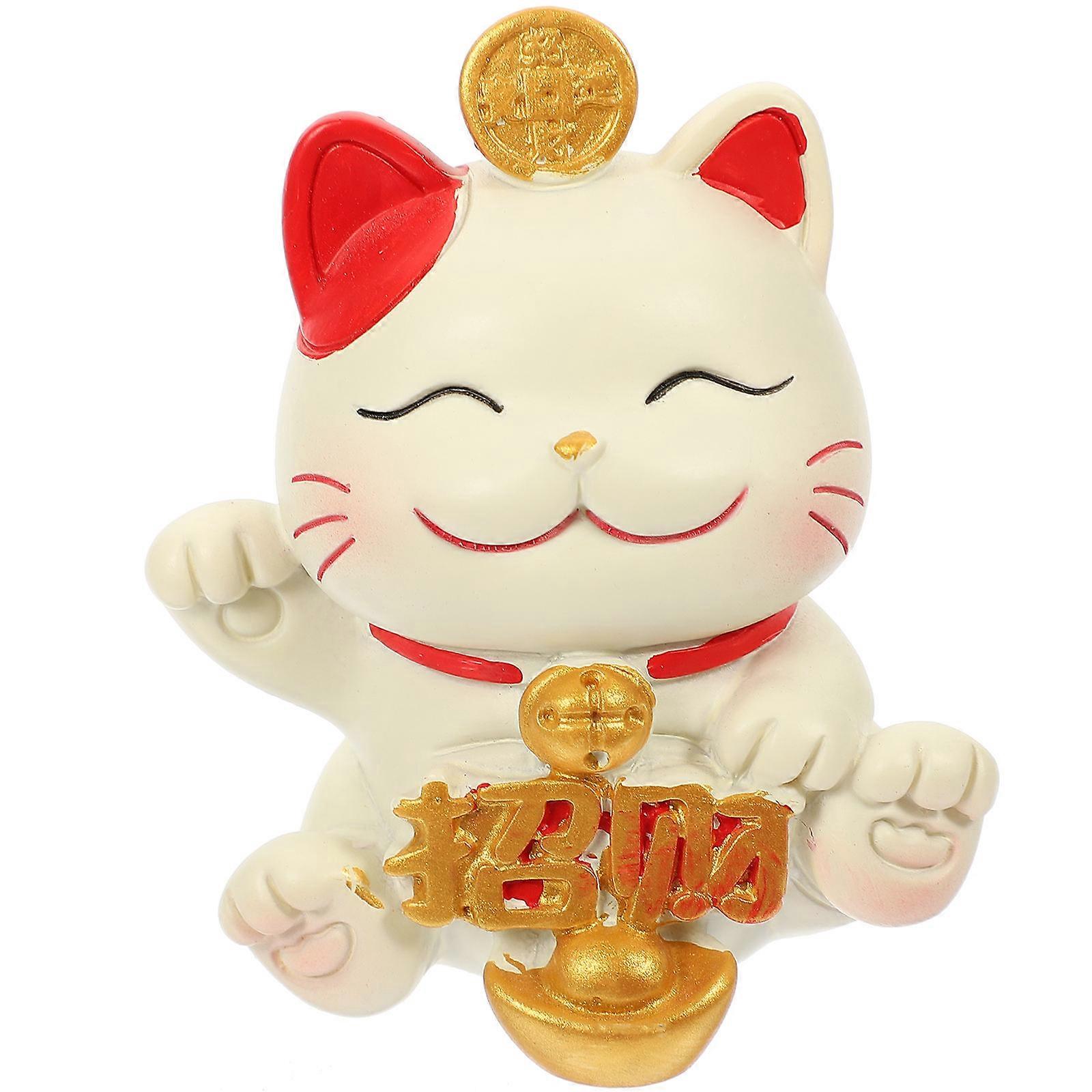 Mini Resin Craft Cat Statues Fortune Cat Figurines with 2Pcs Set