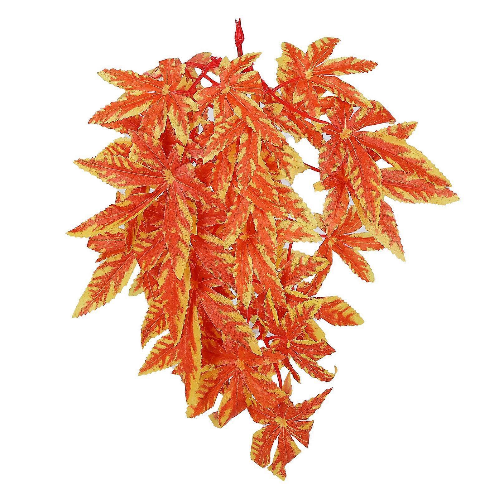 人工爬虫類植物リアルなプラスチック植物ハンギング葉の装飾爬虫類テラリウム水槽T007オレンジのための吸盤付き