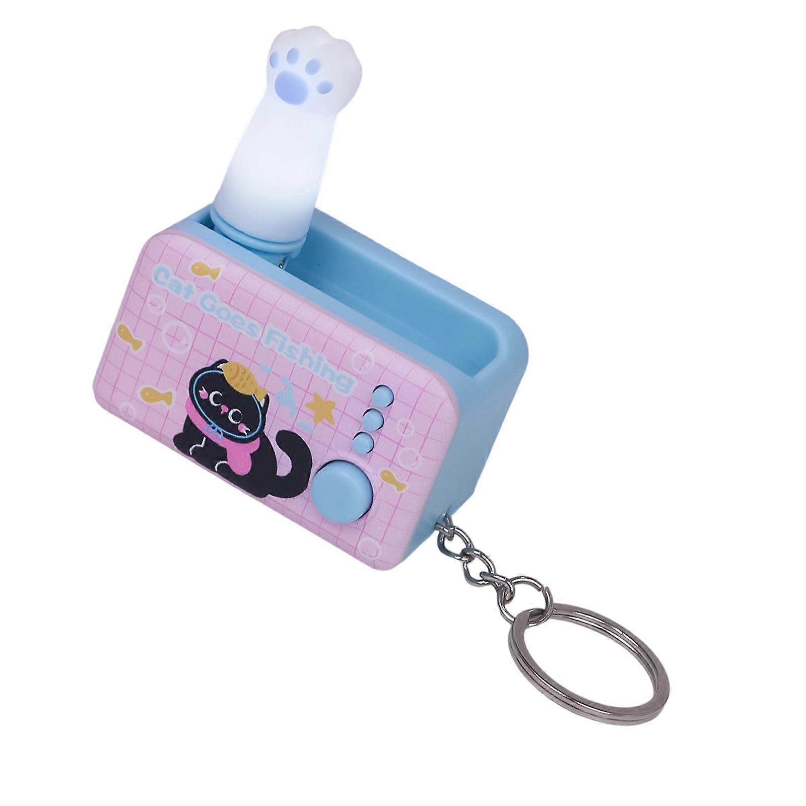 Cat Shaped LED Keychain With Jumping Function Nighttime Visibility Enhancer Portable Key Holder Stress Toy  Pink