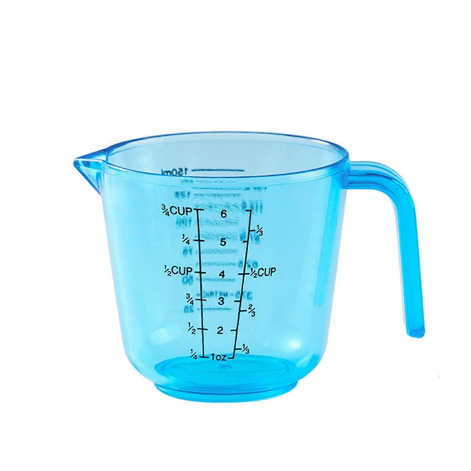 Farfi Clear Scale Measuring Cup with Handle Plastic Graduated Measuring Mugs for Kitchen (Blue,300ML)
