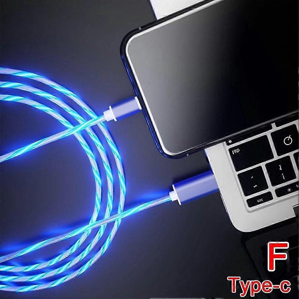 LED Glowing USB Type-C Fast Charging Cable Colorful Flowing Light