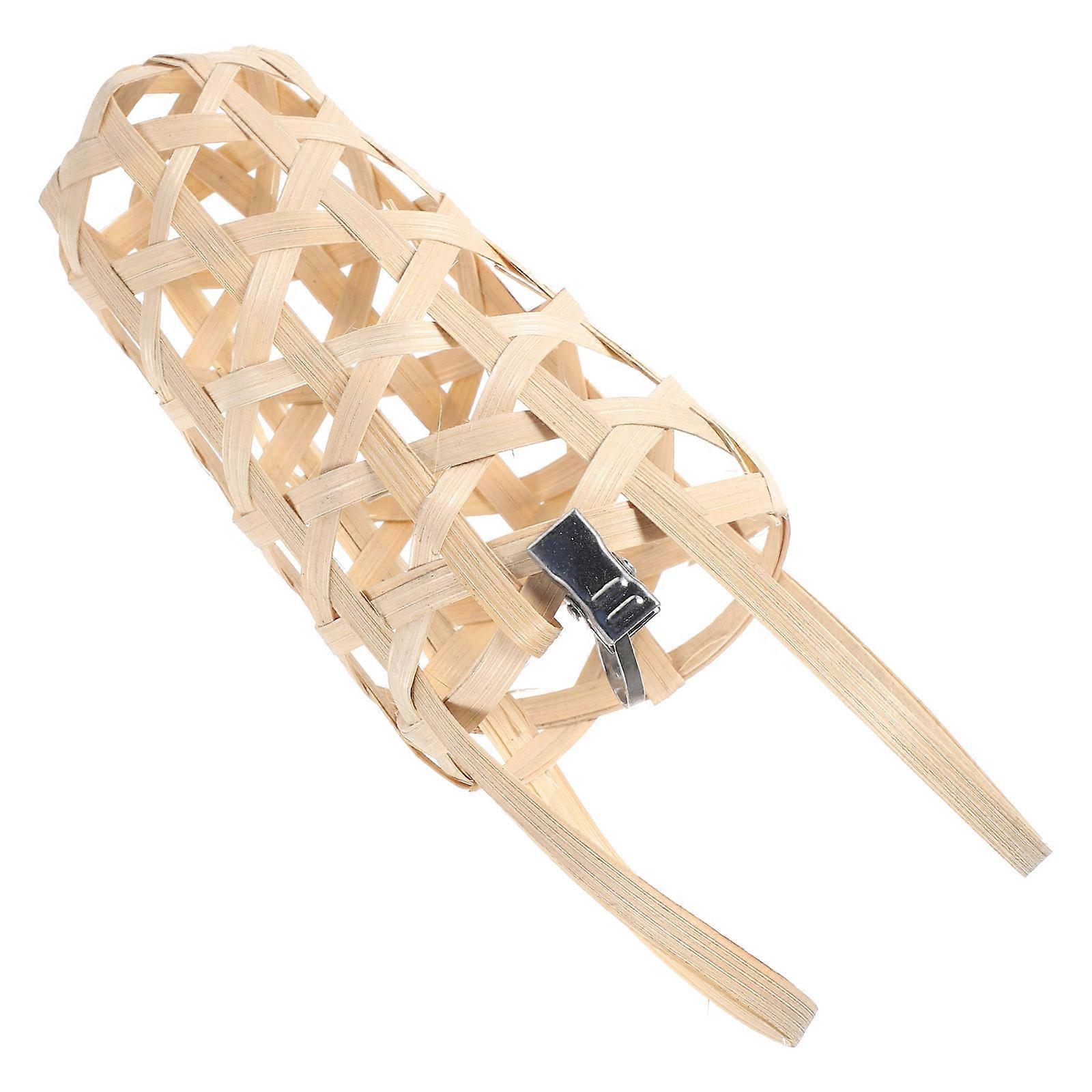 Parrot Food Basket Foraging Toy with Chewing Function 2Pcs Bamboo Beige