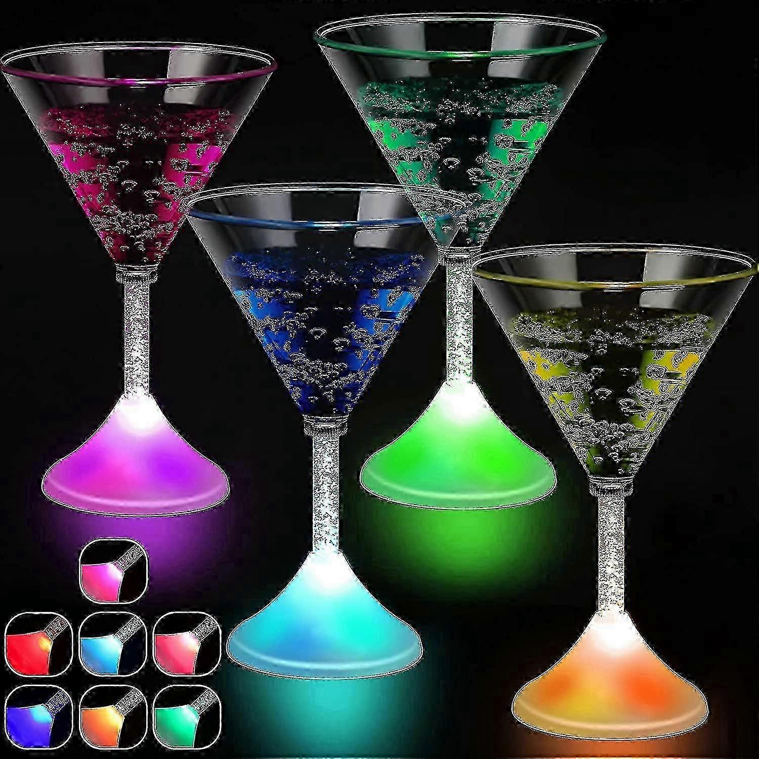 4 Paket Led Plastik Kokteyl Bardakları Işık Bardakları Kokteyl Cam Şampanya Flütleri Sıcak Küvet, Doğum Günü Partisi için Yeniden Kullanılabilir Ayrılabilir Işık Bardakları