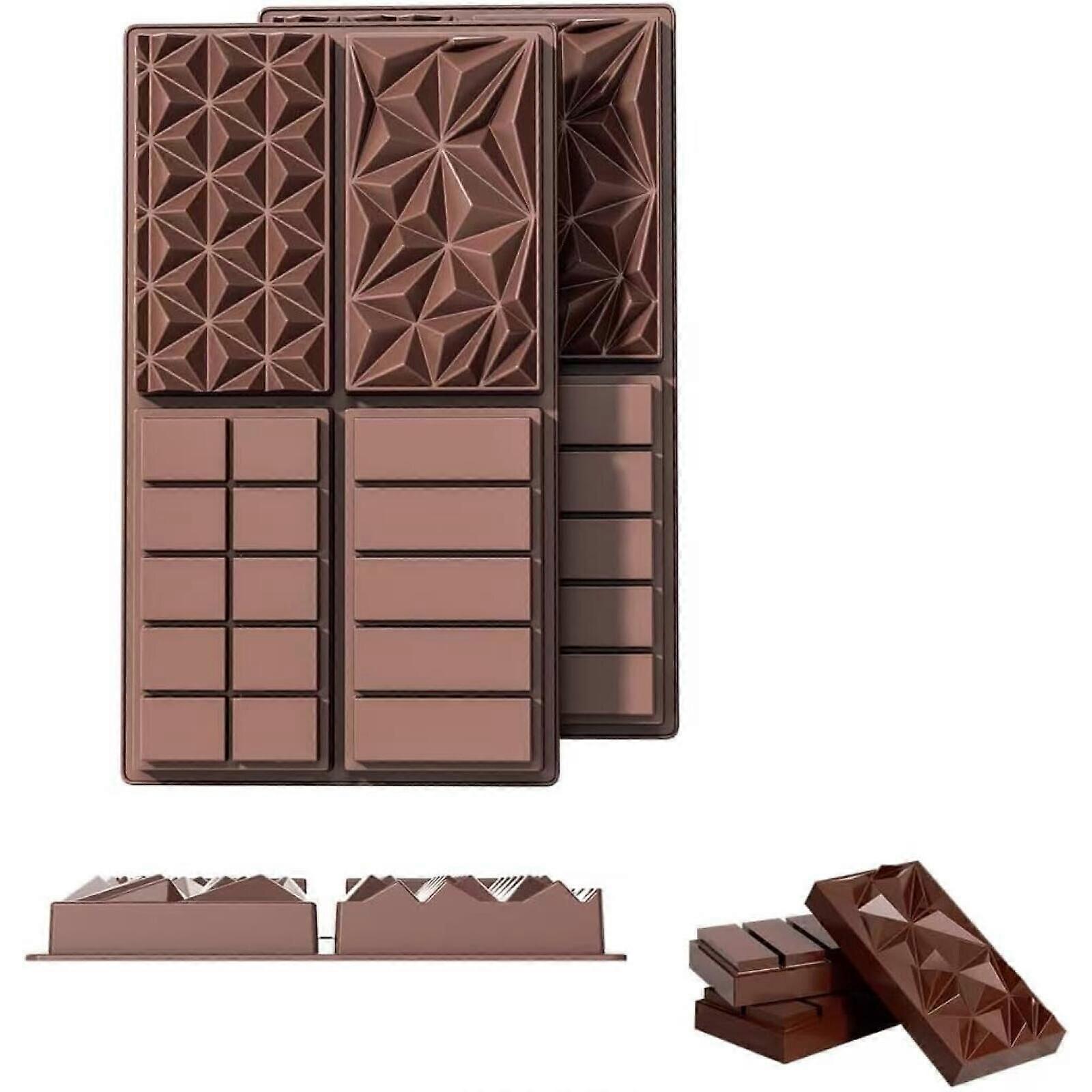 2 - Pack Food - Grade Non - Stick Silicone Chocolate Molds with Various Shapes (Chocolate Bar Special), Suitable for Chocolate, Candy and Butter Makin