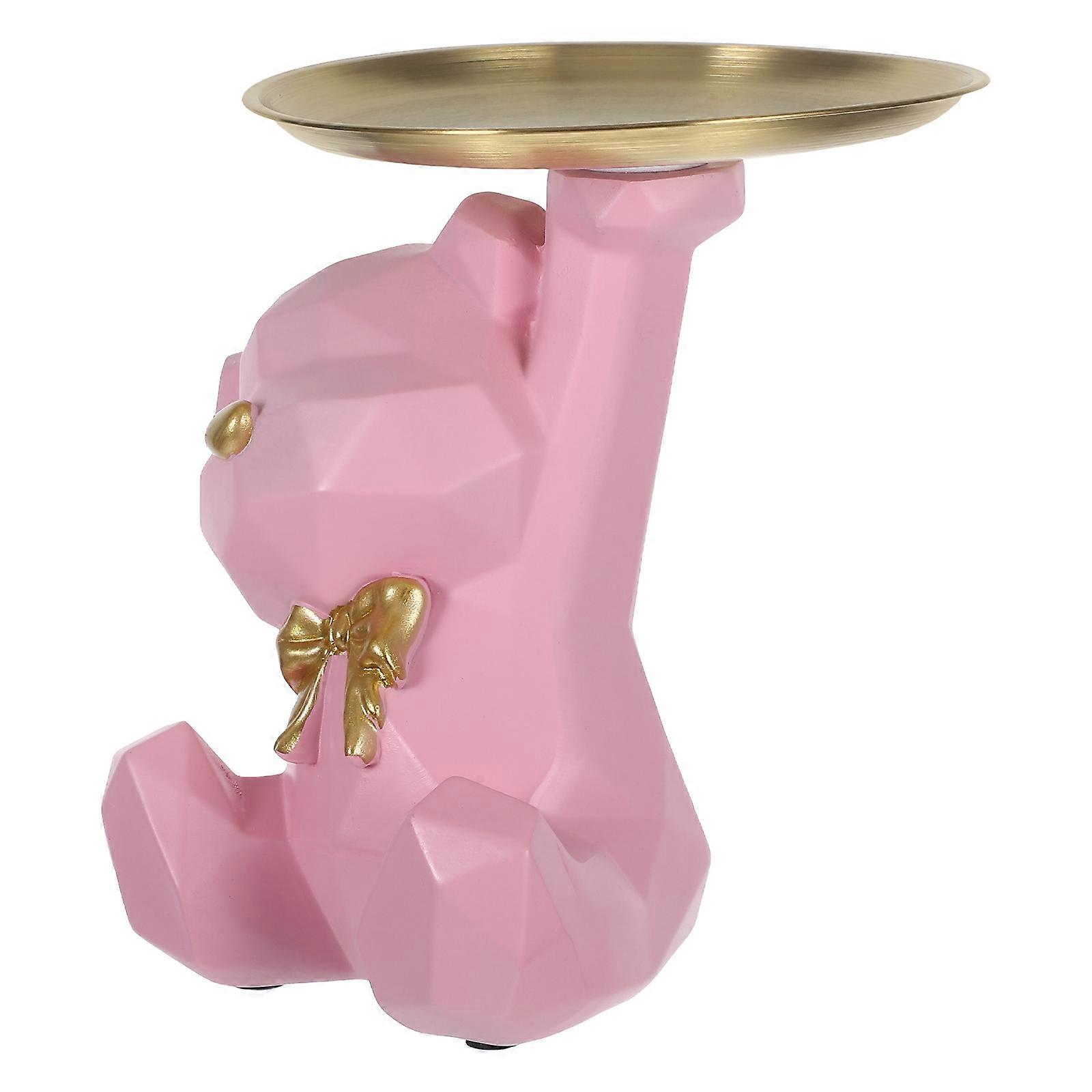 Keys Bowl Geometric Bear Figurine for Organizing 2Pcs Decorative Tray