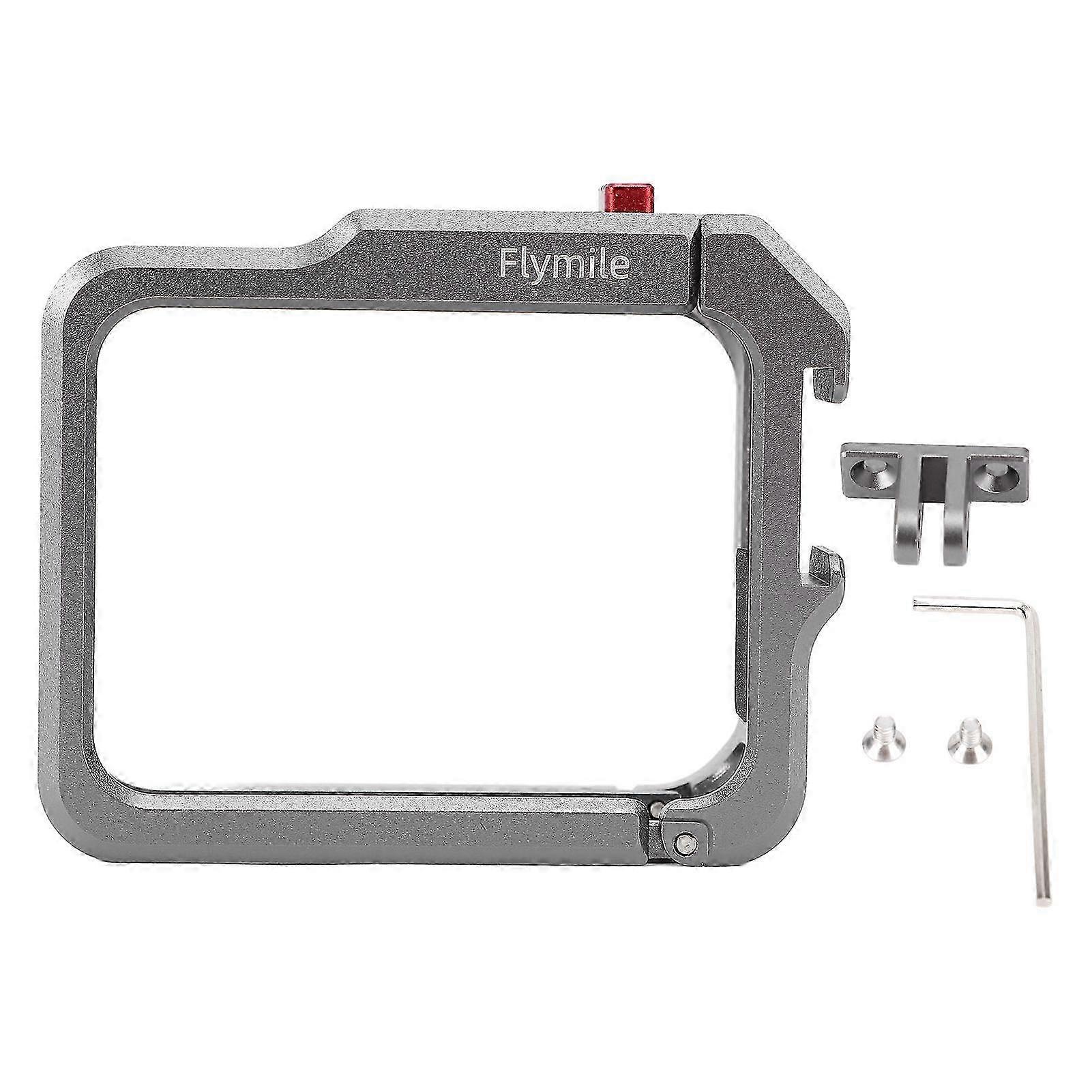 25-26 Action Camera Cage Aluminum Alloy Action Camera Protective Frame with Cold Shoe Expansion Interface for GO 3 3S