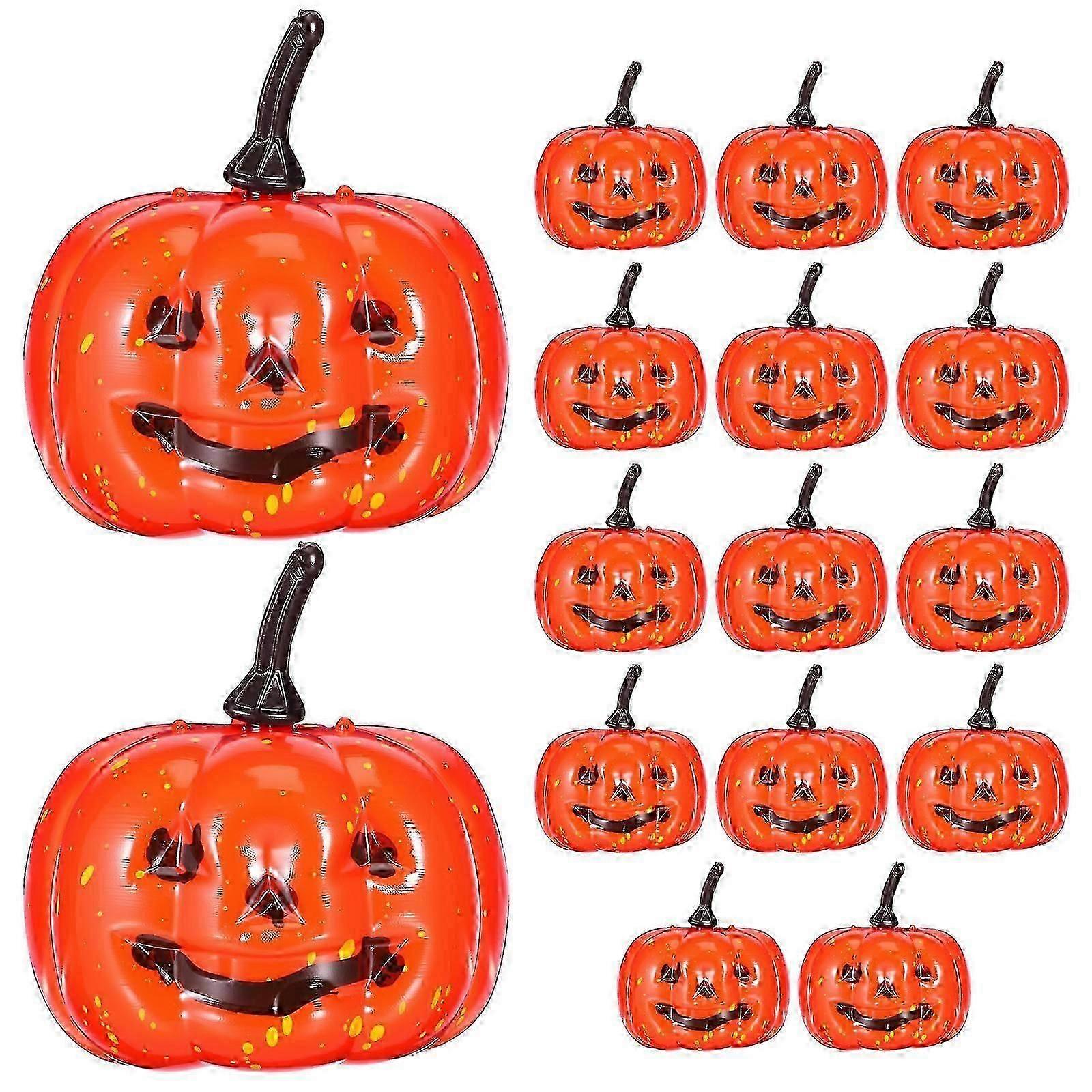 Halloween Artificial Small Pumpkins for Decoration 16Pcs Orange Plastic Pumpkins