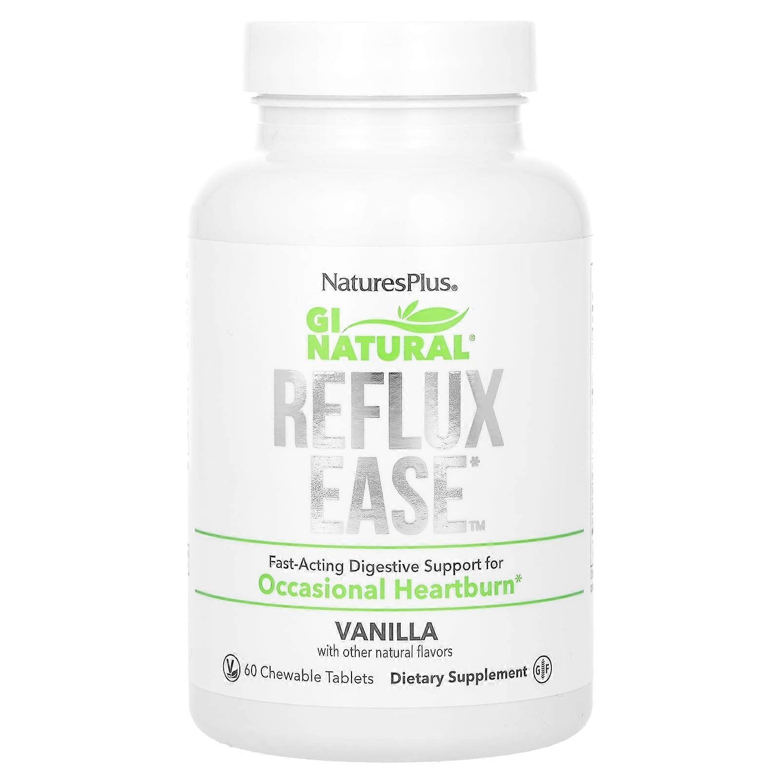 Gi Natural, Reflux Ease, Vanila, 60 Chewable Tablets