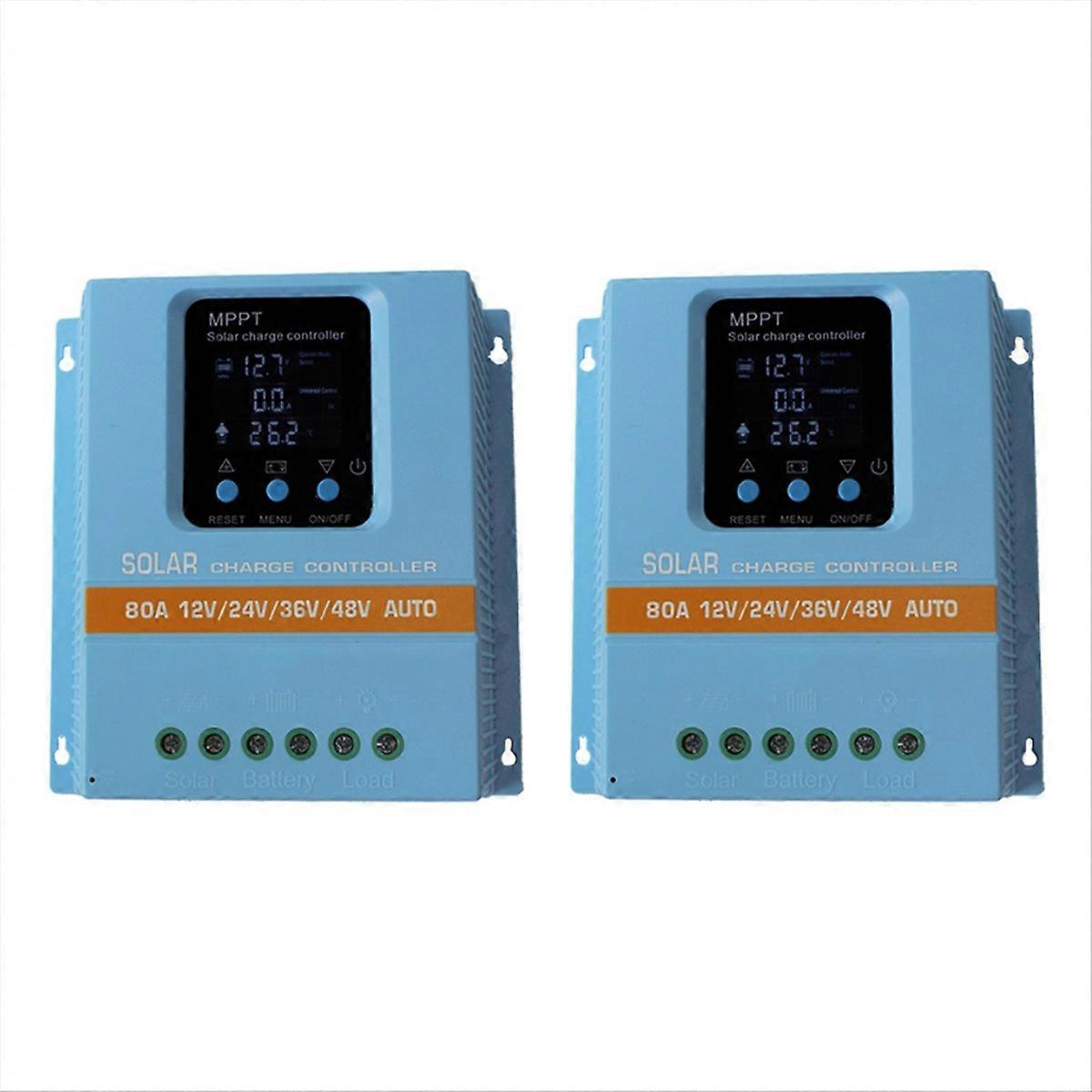 2PCS MPPT Solar Charger Controller 100A 80A 12V-48V Auto Dual