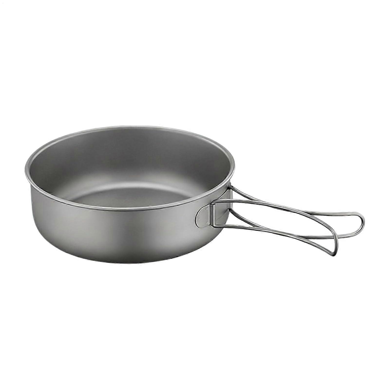 Backpacking Pan Nonstick Titanium Skillet With Foldable Handle 1200ml Camp Cookware For Hiking Camping RV Kitchen