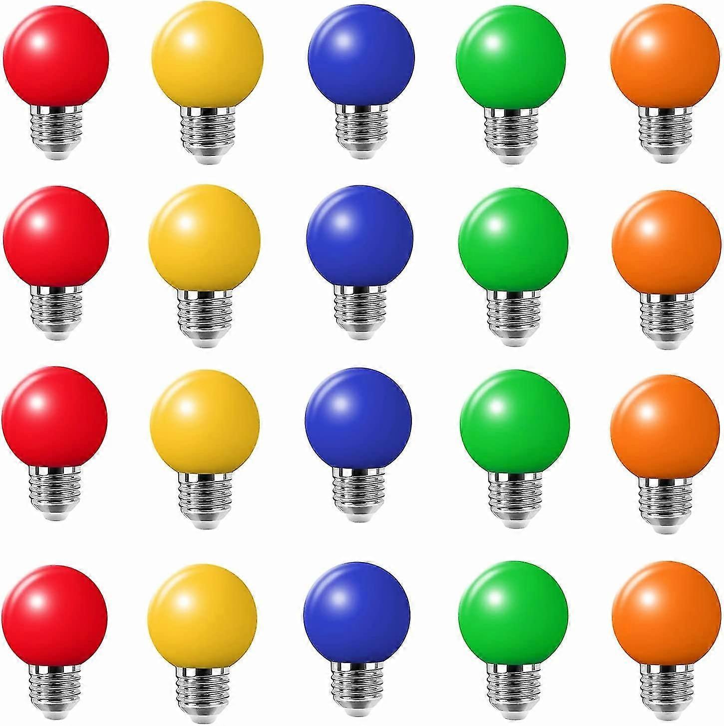 20pc 3w E27 Color Led Light Bulb,100lm,220v,180(4 Per Color)