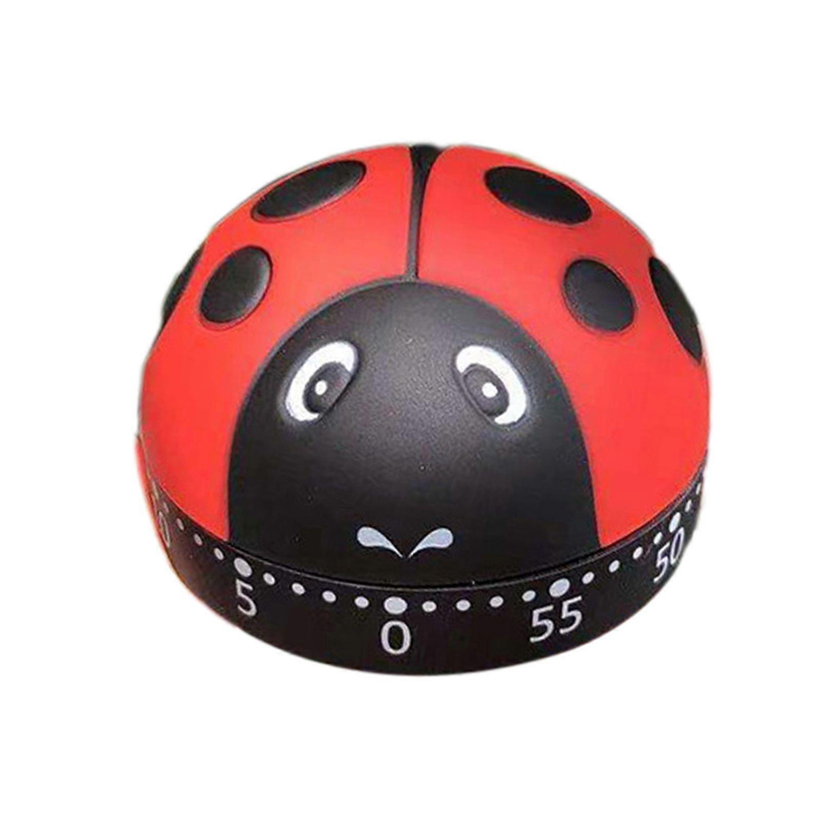 Jikaixiang Ladybug Mechanical Timer 360 Degree Rotating Kitchen Countdown Clock Productivity Timer Cute Desk Decor for Cooking Studying