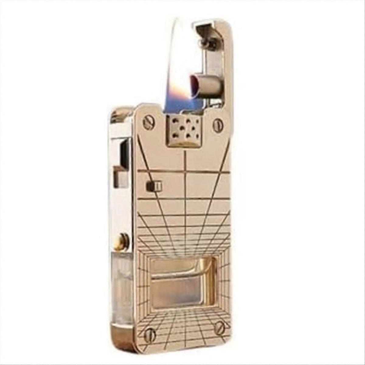 Dragon Tongue Lighter Transparent Oil Grid Can Automatically Men'S Gift Lighter with Gift Box