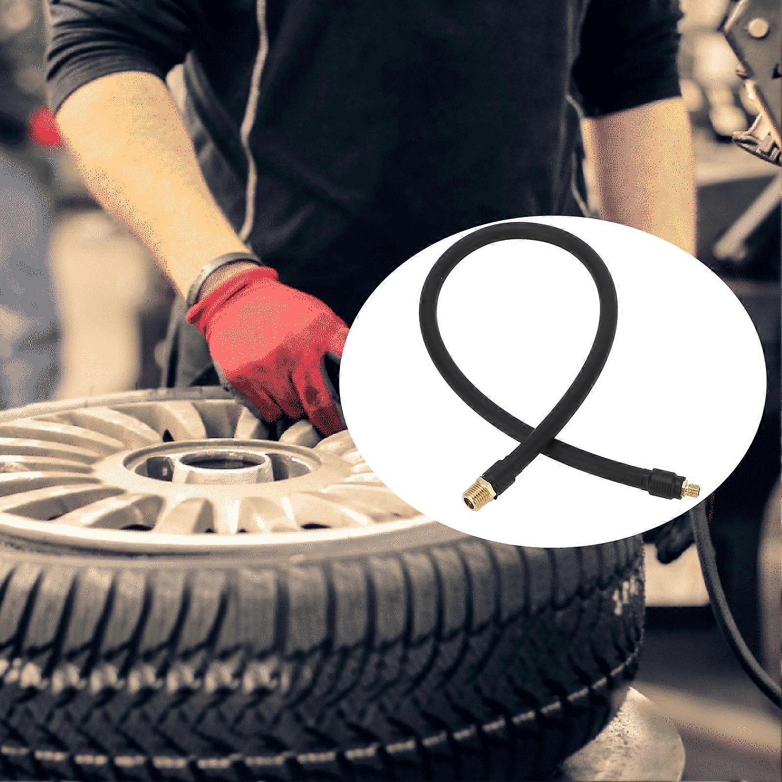 1/4in NPT Air Compressor Hose Rubber Double Head Air Pump Tire Inflation Inflator Connection Hose 1.97ft Tube 