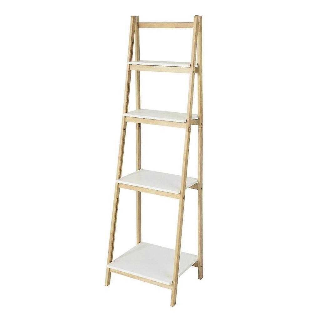 SoBuy FRG162-N,4-Tier Foldable Ladder Shelf Bookcase, Folding Storage Display Rack, Wooden Freestanding Shelving Unit for Living Room
