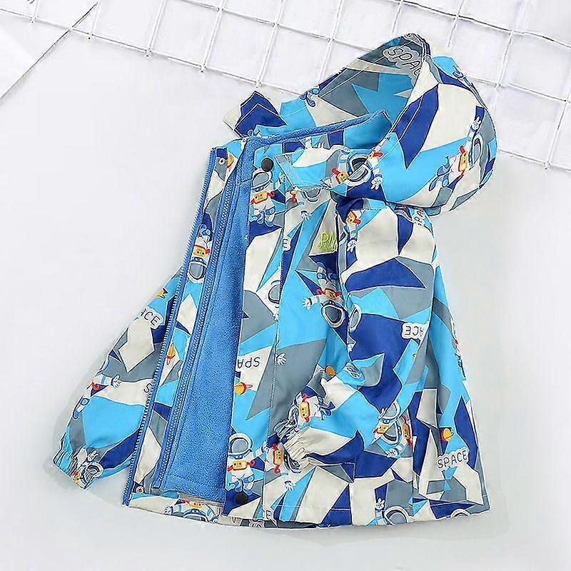 Boys Fleece Lined Jacket 3-in-1 Detachable Windproof Waterproof Raincoat Outdoor Sports Coat with Warm Inner Layer