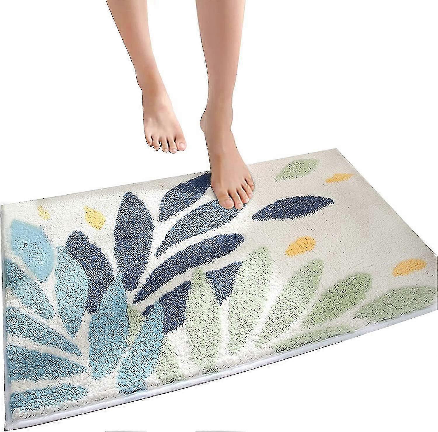 Bathroom Rugs Non Slip-Leaf Pattern Bath Mat for Bathroom16x24in