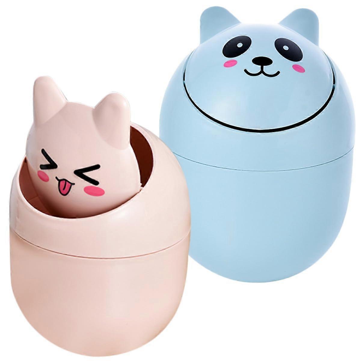 Mini Trash Can 2Piece Desktop Set With Lid, Small Waste Basket For Office, Bedroom, Home Countertop