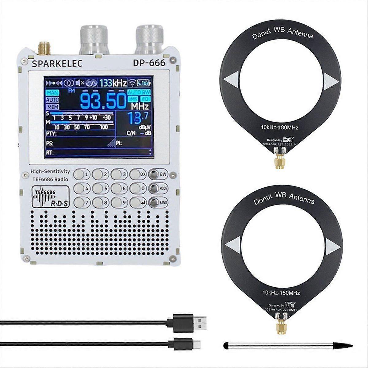 TEF6686 Radio+Loop Antenna DP-666 Full Band FM/LW/MW/SW Shortwave Radio ESP32 RDS 2.8 Inch IPS Touc