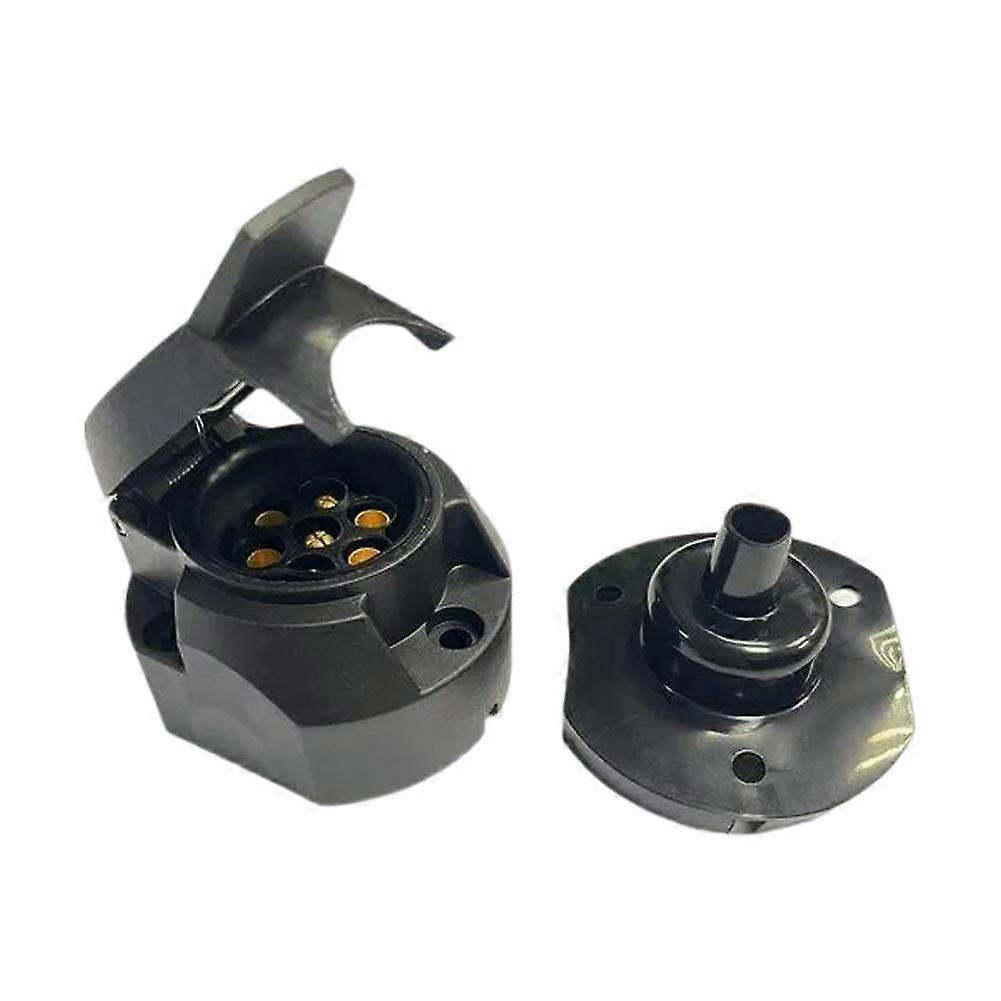 For Trailers 7 Pin Towing Socket 12V Towbar Plug Pure Copper Connector with Rubber Base