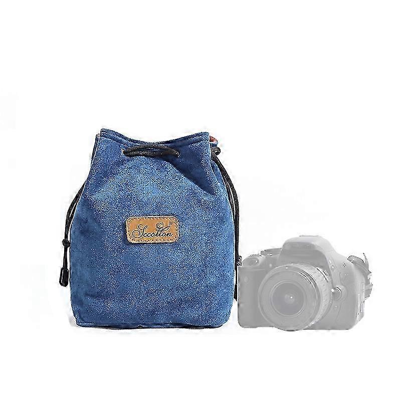S.C.COTTON Liner Shockproof Digital Protection Portable SLR Lens Bag Micro Single Camera Bag Square Blue M
