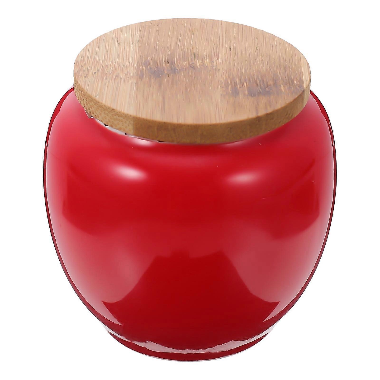 Snack Can Ceramic Tea Grains Container Decorative Jars Candy with Cover Ceramics Red