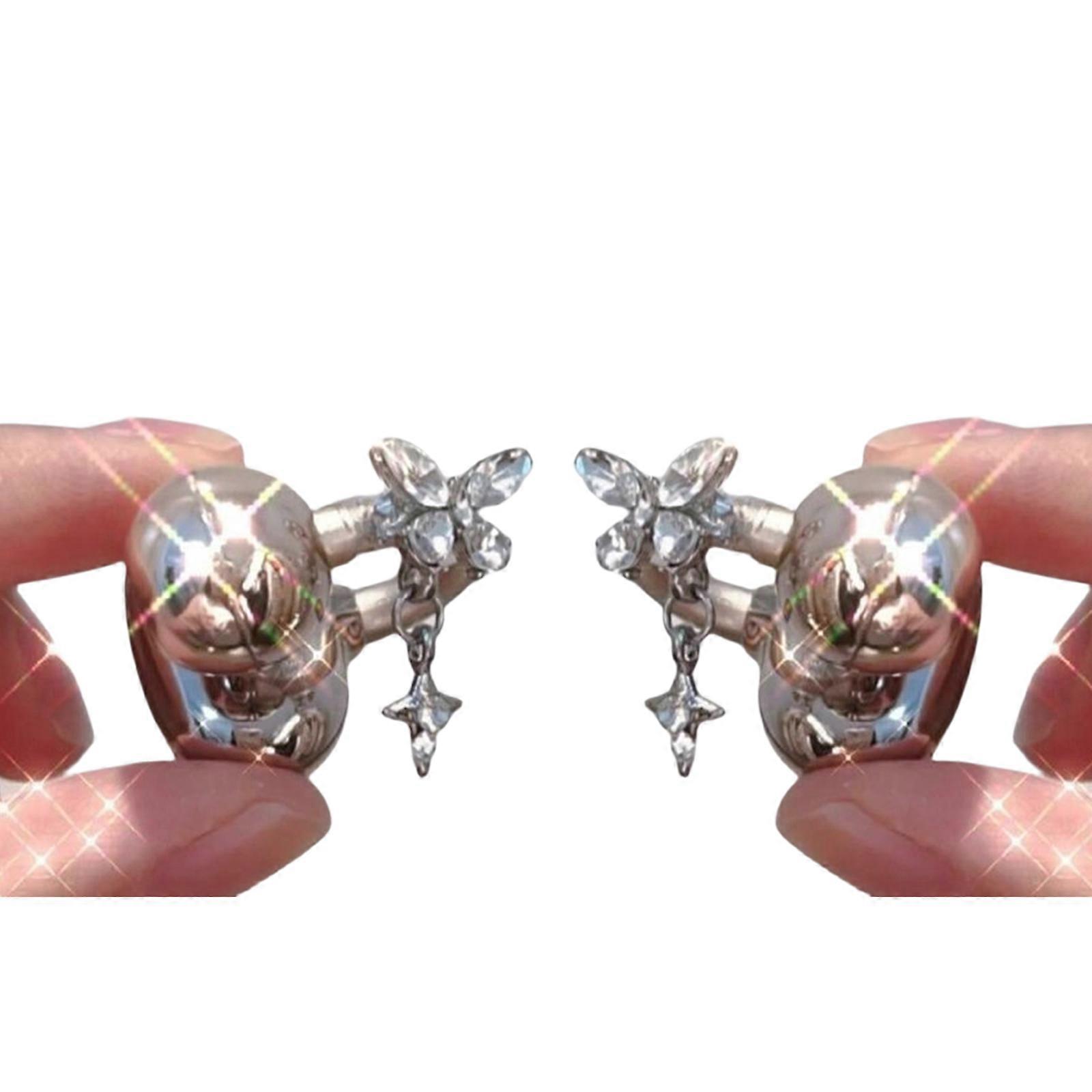 Shimmering Imitation Rhinestones Headphone Charms Removable Butterfly Ear Clip For Customizable Open Ear Accessories Multicolor