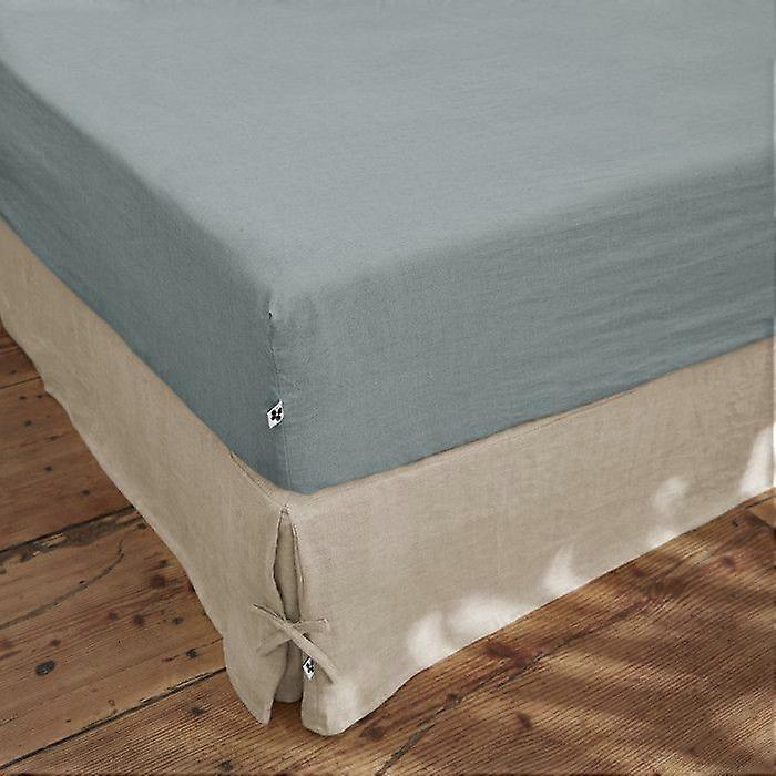 Leffet papillon Soline fitted sheet all dimensions Washed linen - Soline Azur - 160 x 200 cm 30 cm p