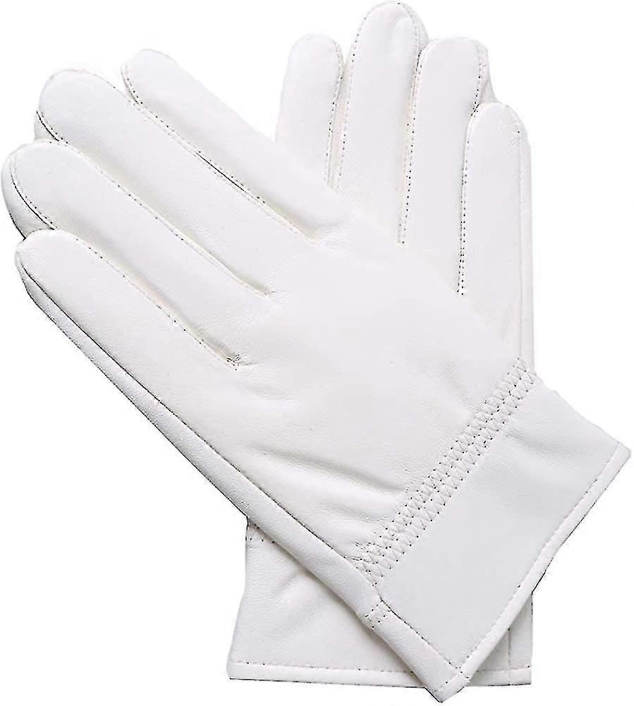 Herren weiches echtes Lammfell Leder Winter Warm Polizist Jagd Weiße Handschuhe