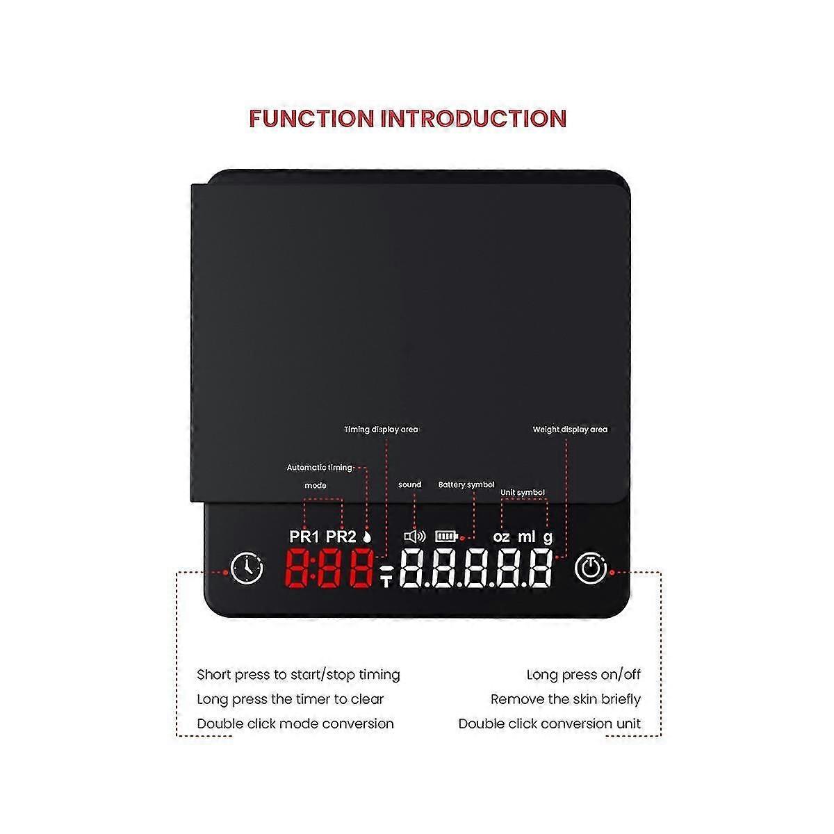 Mini Smart Kitchen Scale Weighing Precision Digital Coffee Scale Espresso With Timer