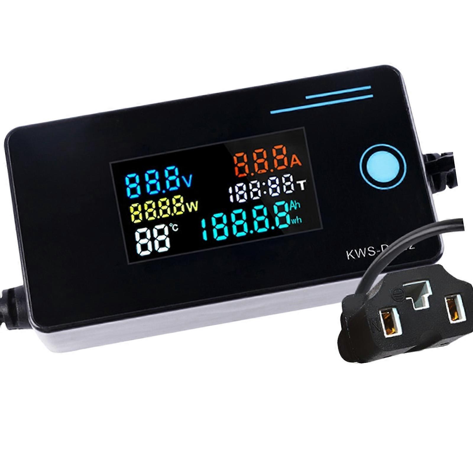 Digital Display Multifunctional Meter for Electric Bike Charging Adapter Battery Voltages Current Power Temperature Analysis Tool Multicolor