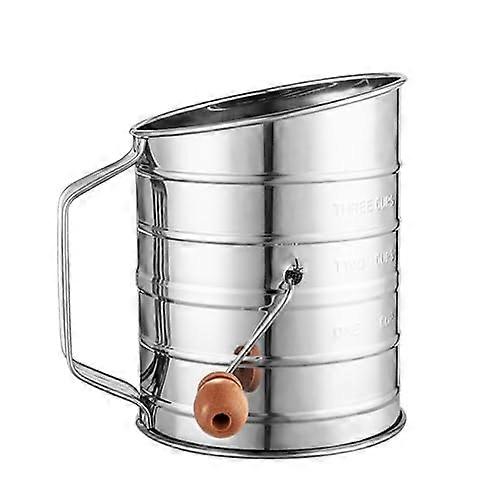 Hand Crank Flour Sieve with Fine Mesh for Quick Sifting of Powdered Sugar and Baking Flour