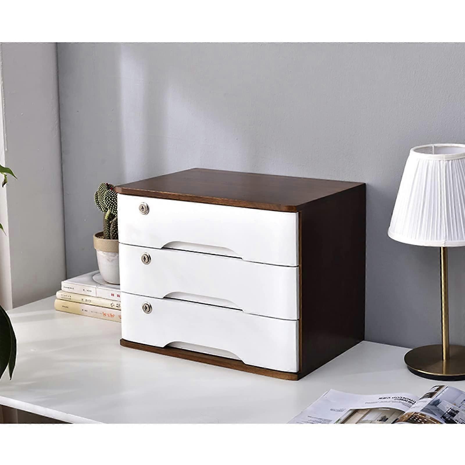 Solid Wood File Cabinet with Lock – 3 Drawer Desk Storage for Home Office Organization