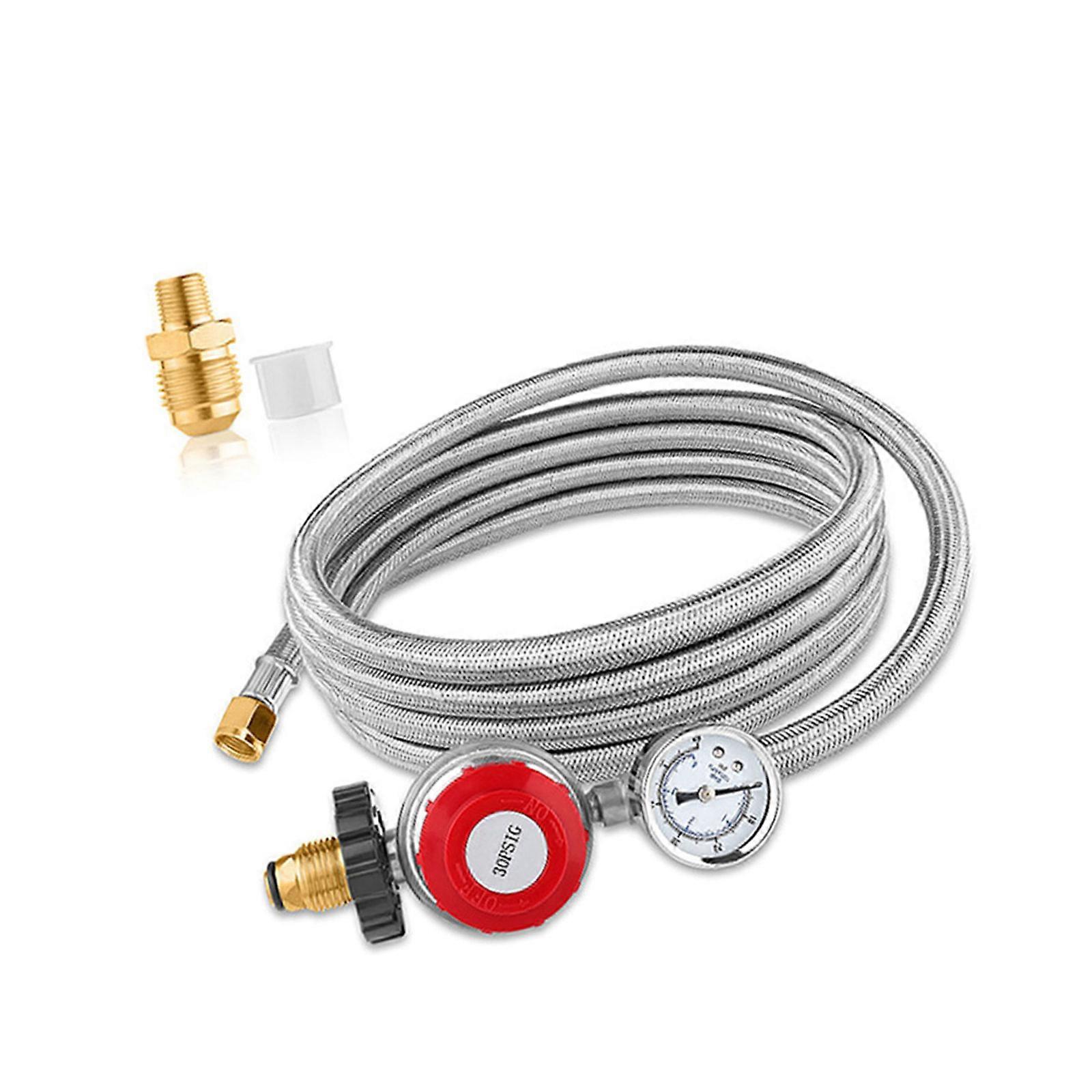 Adjustable Propane Regulator With Built In Pressure Gauge And Safety For Gas Grill Stove QCC1 Brass Fitting Multicolor