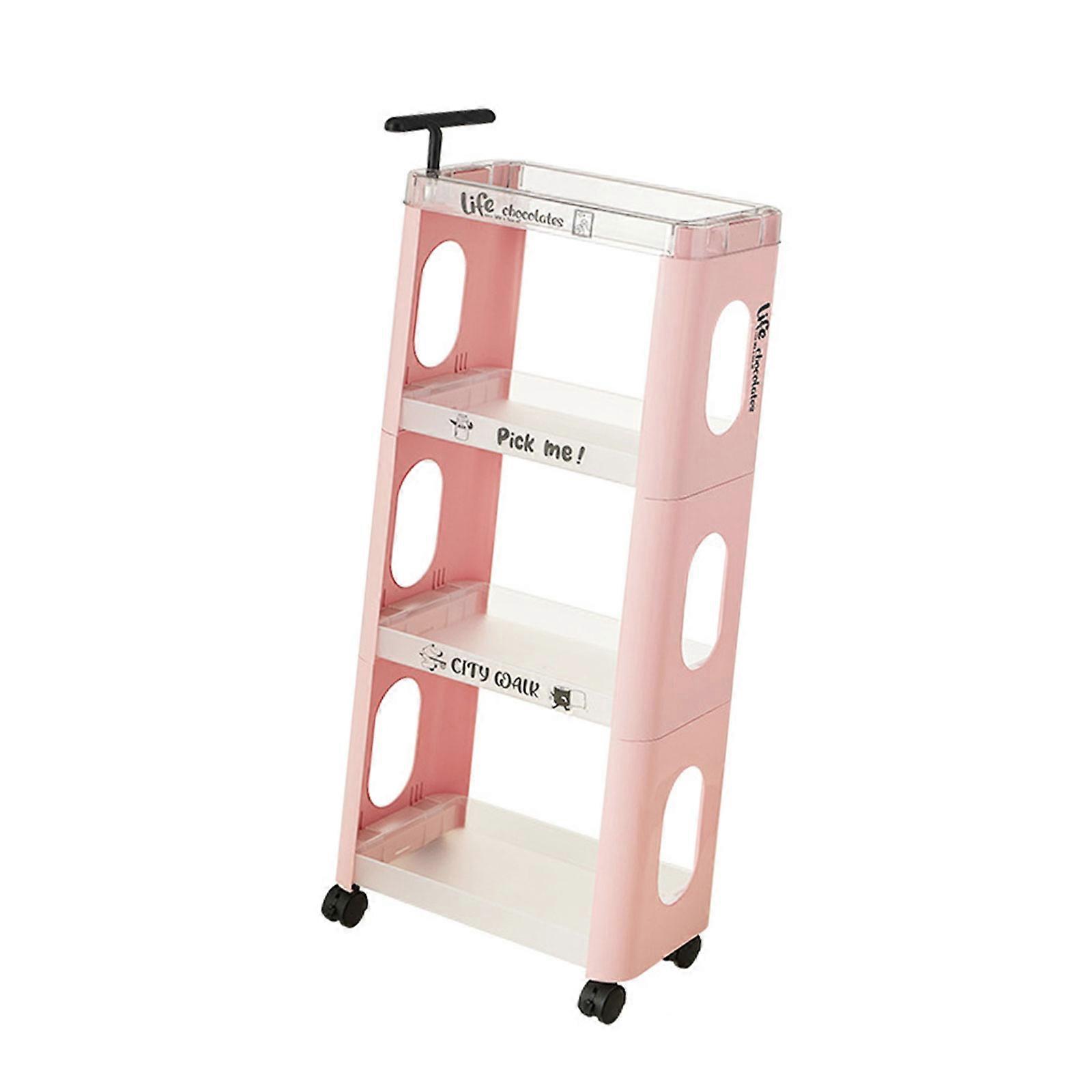 Space Saving Designs Stylish Snacks Storage Shelf With Sturdy Construction and Easy Assembly for Multipurpose Use  Pink