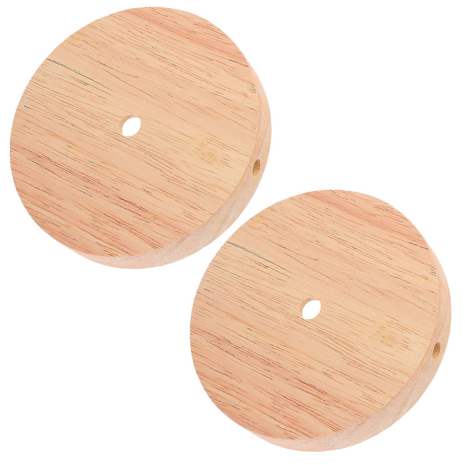 Tai Solid Wood Lamp Base for Home Use 2Pcs Round Light Stand