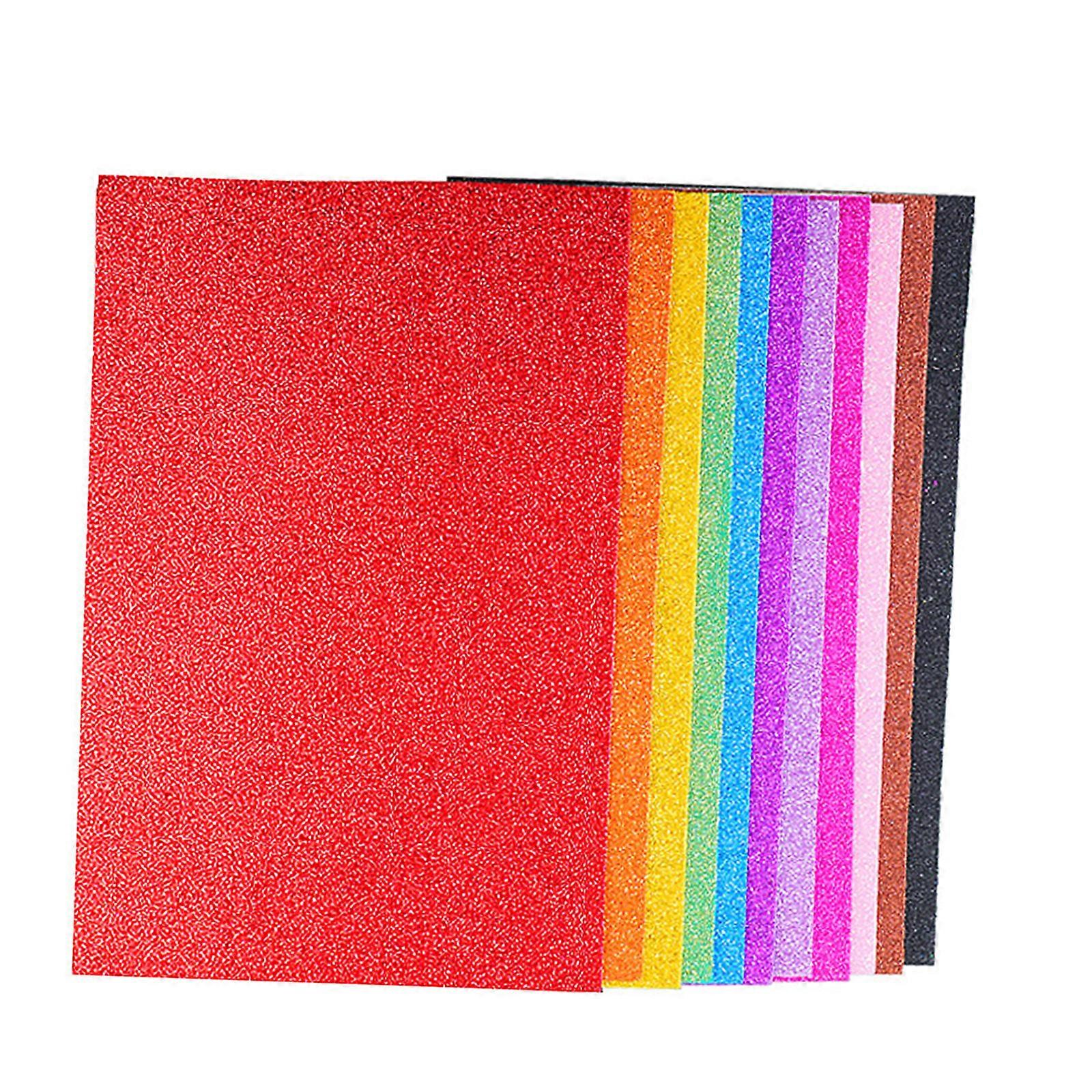 10Pcs Shimmering Cardstock 2mm Thickness Adhesive Foam Paper Glittering Craft Paper for Kid Student School Craft Project Multicolor