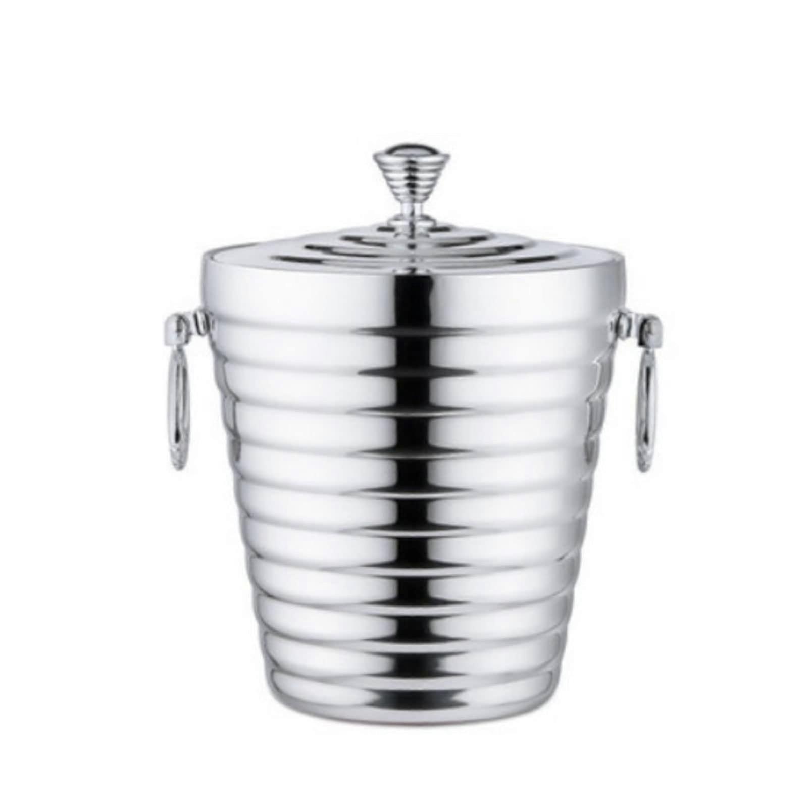 Ice Bucket 304 Stainless Steel Double Wall Insulated with Lid Handle for Whiskey Beer Wine Parties