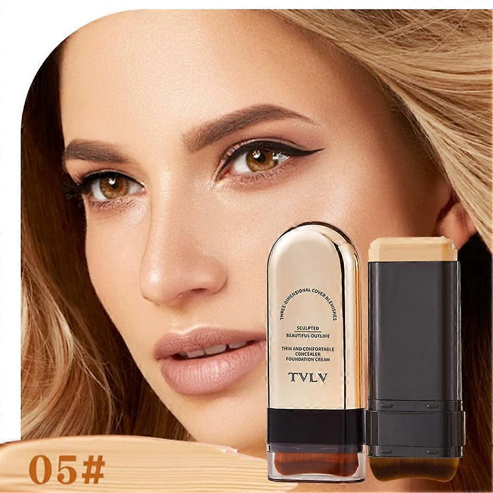 Dual-Ended Foundation Stick High Coverage Matte Finish Long Lasting Waterproof Concealer For Travel Touch Ups
