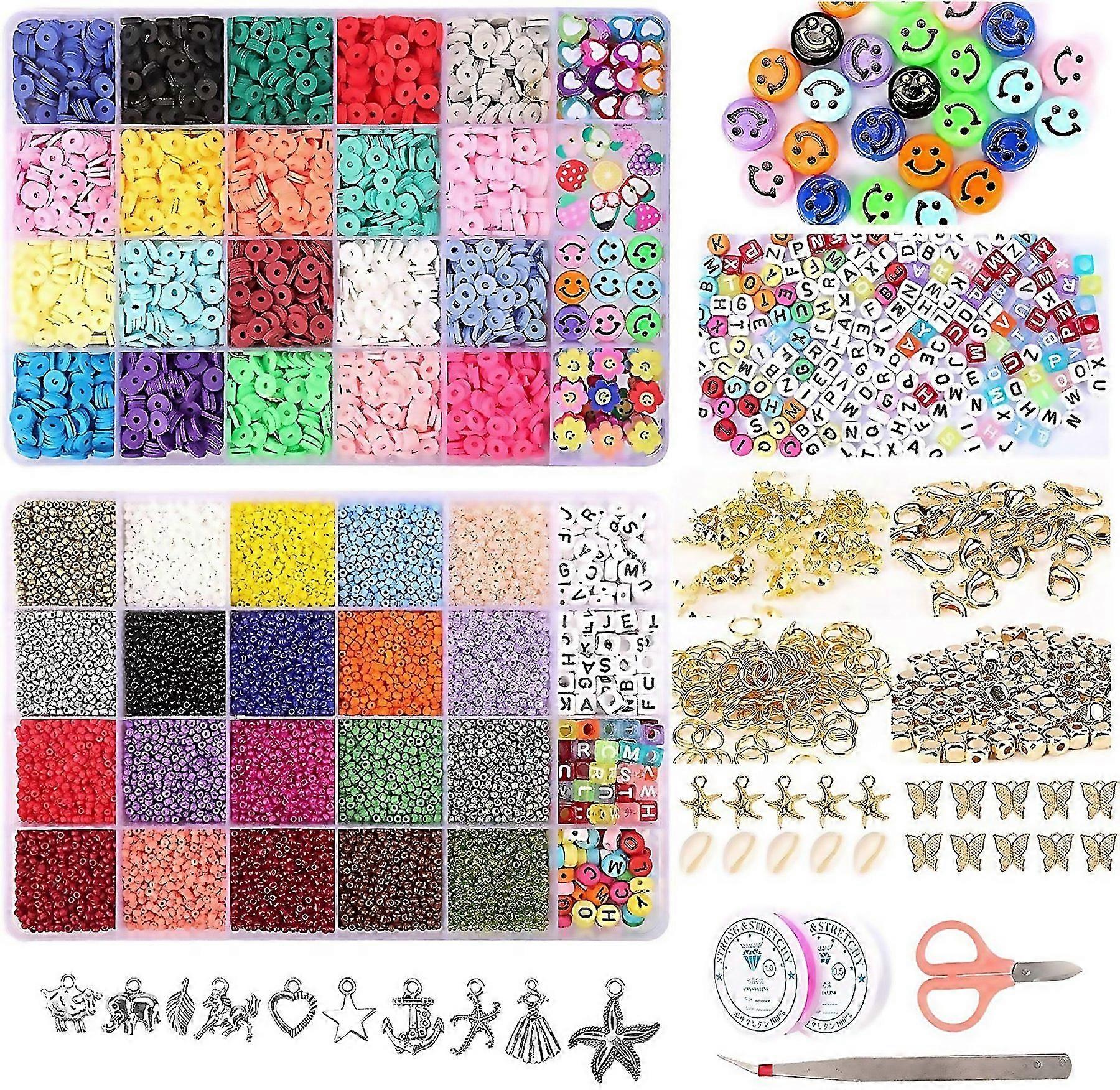 For Macaron Color Millet Beads Soft Pottery Letter Beads 24 Grid Diy Set Box Set