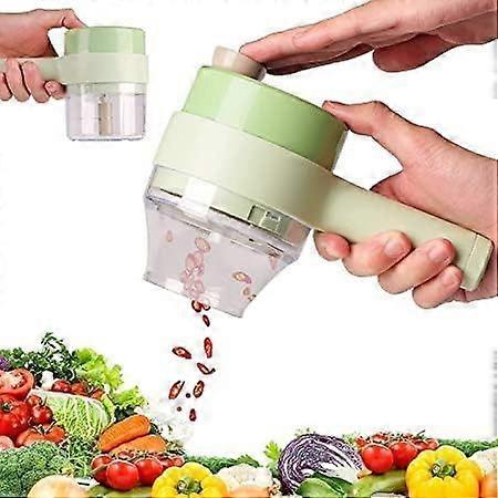 Multipurpose 4 in 1 Handheld Electric Vegetable Cutter Set Portable Wireless Garlic Mud Masher