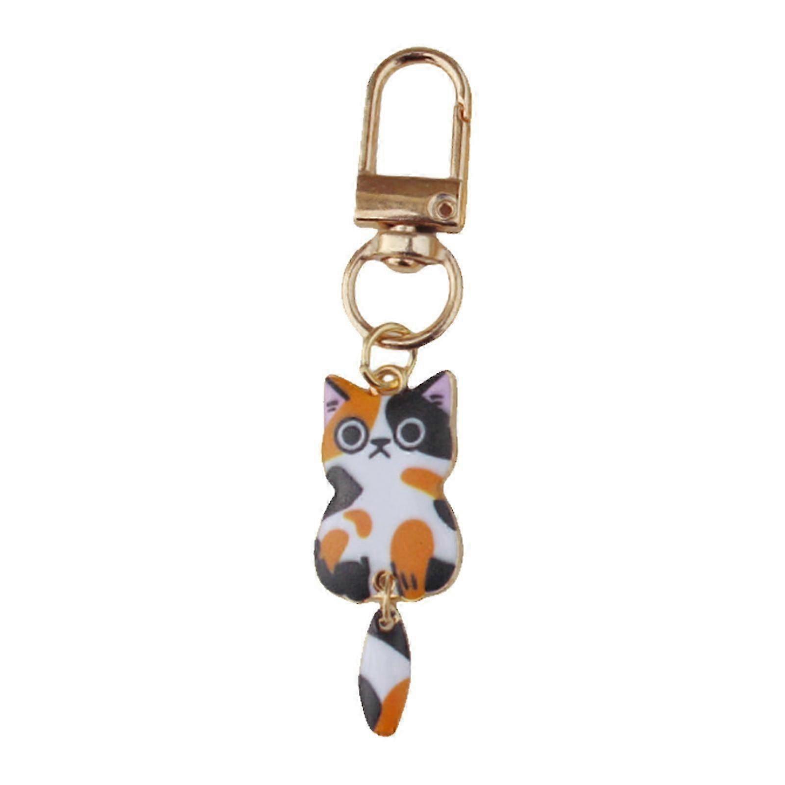 Stylish Alloy Cat Keychain With Sturdy Metal Pendant Printed Cat Keychain For Backpack Zipper Or Gift Giving