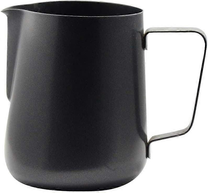 Black Milk Frothing Pitcher for Latte Art with Precise Pouring Control and Ergonomic Handle