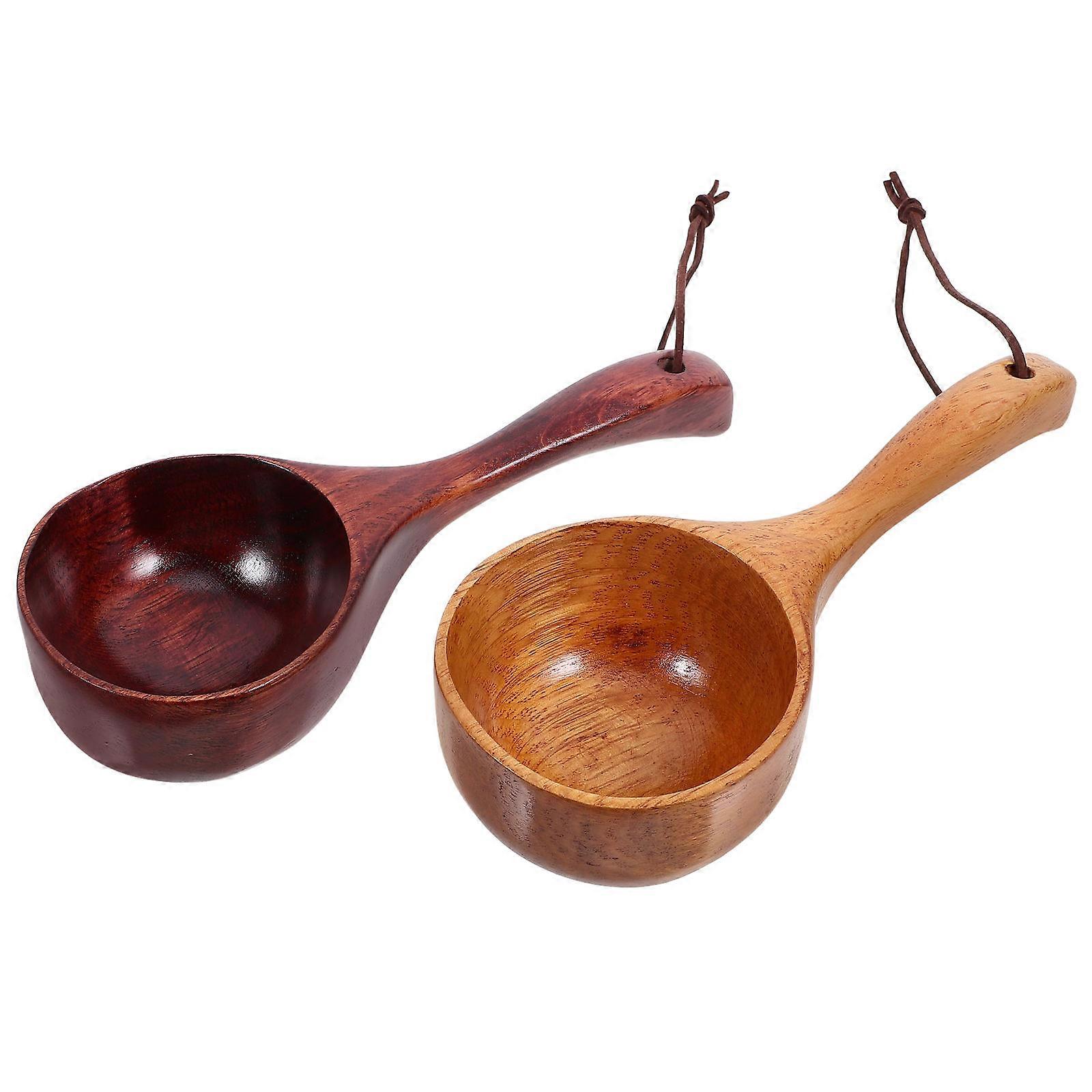Wood Ladle for Soup Serving Soup Ladle 2Pcs Practical Home Kitchen Tool