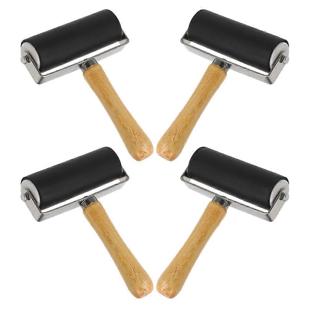 Ink Painting Roller for Printmaking 4Pcs Black DIY Craft Tool Set